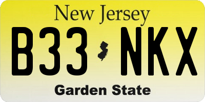 NJ license plate B33NKX