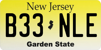 NJ license plate B33NLE