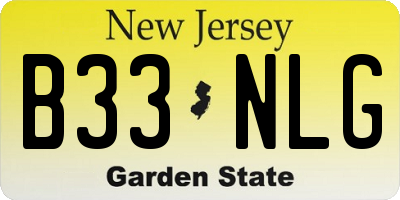 NJ license plate B33NLG