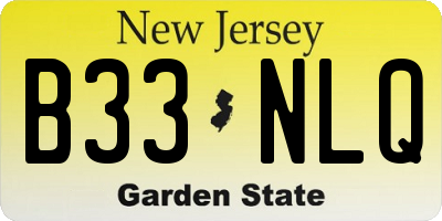 NJ license plate B33NLQ