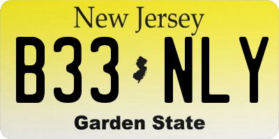 NJ license plate B33NLY