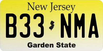 NJ license plate B33NMA