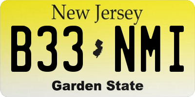 NJ license plate B33NMI