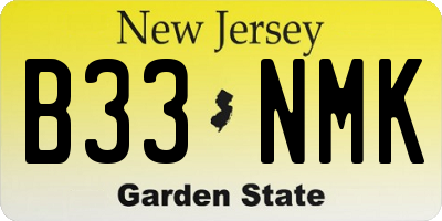 NJ license plate B33NMK