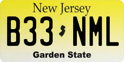 NJ license plate B33NML