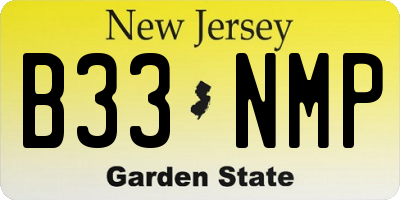 NJ license plate B33NMP