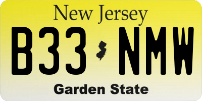 NJ license plate B33NMW