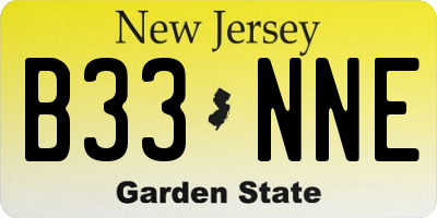 NJ license plate B33NNE