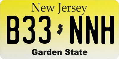 NJ license plate B33NNH