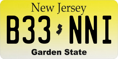 NJ license plate B33NNI