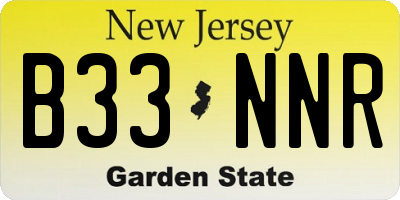 NJ license plate B33NNR