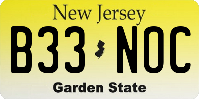 NJ license plate B33NOC