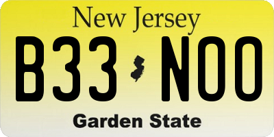 NJ license plate B33NOO