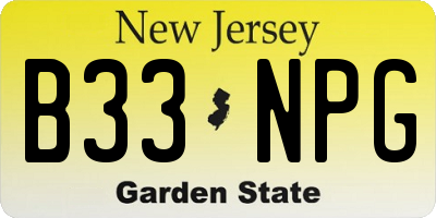 NJ license plate B33NPG