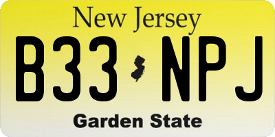 NJ license plate B33NPJ