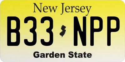 NJ license plate B33NPP