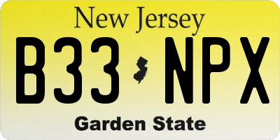 NJ license plate B33NPX