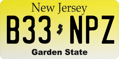 NJ license plate B33NPZ