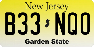 NJ license plate B33NQO