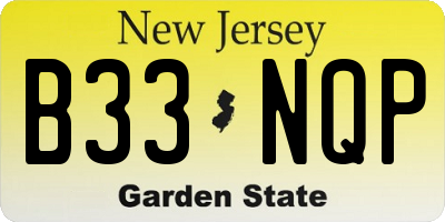 NJ license plate B33NQP