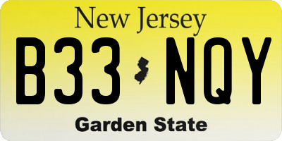 NJ license plate B33NQY
