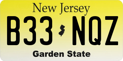 NJ license plate B33NQZ