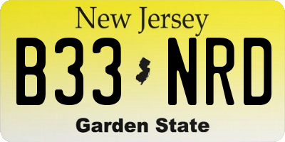 NJ license plate B33NRD