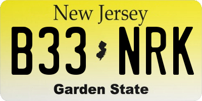 NJ license plate B33NRK