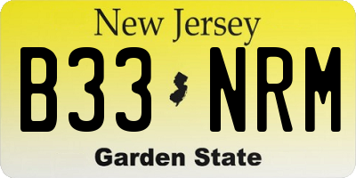 NJ license plate B33NRM
