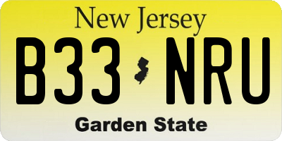 NJ license plate B33NRU