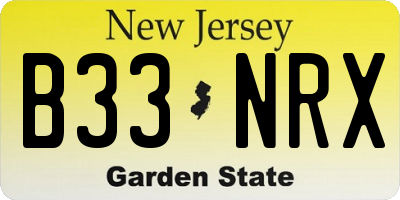 NJ license plate B33NRX