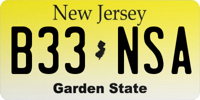 NJ license plate B33NSA