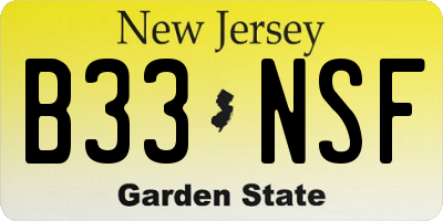 NJ license plate B33NSF