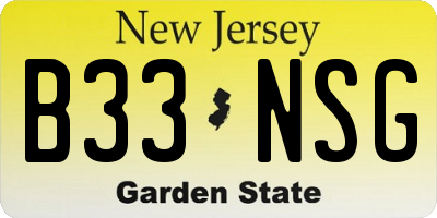 NJ license plate B33NSG