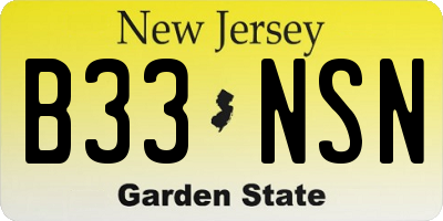 NJ license plate B33NSN