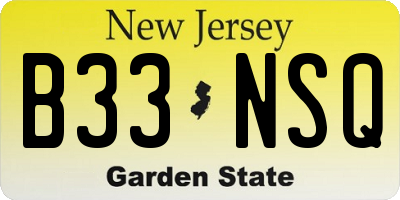 NJ license plate B33NSQ