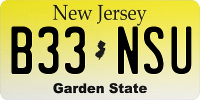 NJ license plate B33NSU