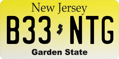 NJ license plate B33NTG