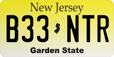 NJ license plate B33NTR