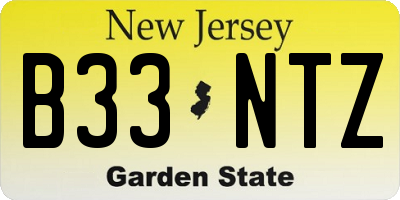 NJ license plate B33NTZ