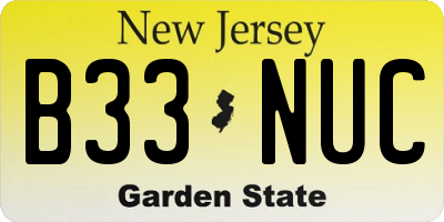 NJ license plate B33NUC