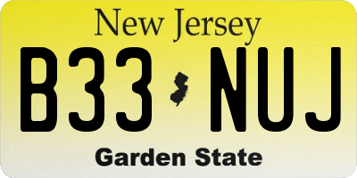 NJ license plate B33NUJ