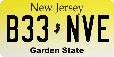 NJ license plate B33NVE