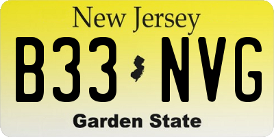 NJ license plate B33NVG