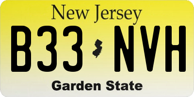 NJ license plate B33NVH