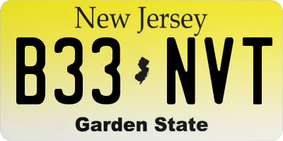 NJ license plate B33NVT