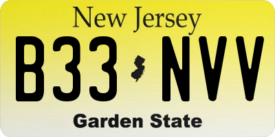 NJ license plate B33NVV