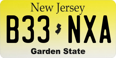 NJ license plate B33NXA