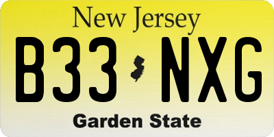 NJ license plate B33NXG