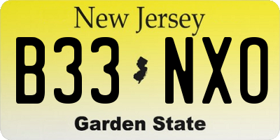 NJ license plate B33NXO